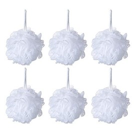 Puf de ducha (malla blanca, 6 unidades, 35 g/piezas)