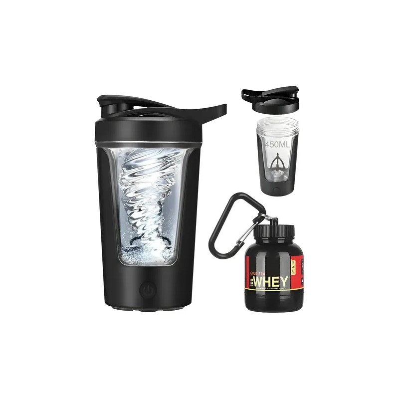 Vaso Shaker Eléctrico Time4buy 450 ml, con Llavero Scoop y