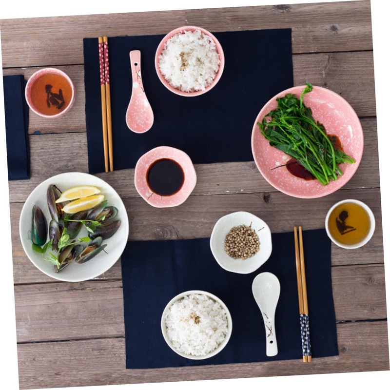 COLLBATH Japanese Spoons Ceramic Soup Spoons Set Creative Design Hand