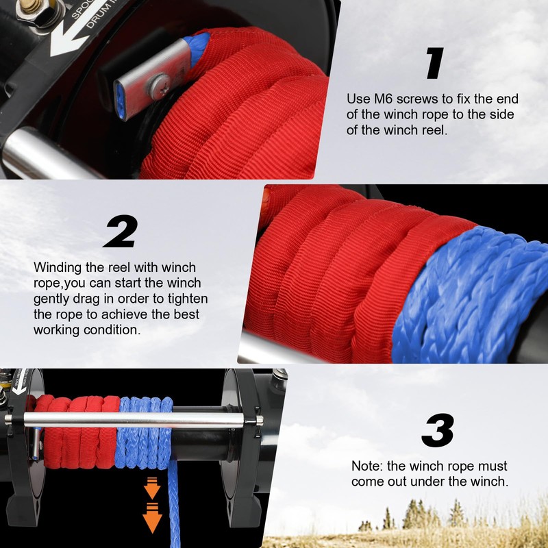 ZESUPER 3/8" x 100ft Synthetic Winch Rope Dyneema 12 Strand
