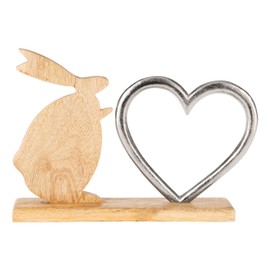 EGLO LIVING Easter Decoration Rabbit with Heart Amoatsy, Decorative Figure Easter Spring, Spring Decoration with Easter Bunny, Rustic Table Decoration, Easter Figure Made of Wood and Aluminium in