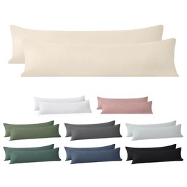 Jellymoni Cushion Cover 40 x 145 cm Cotton Set of 2 Beige Oeko-Tex 100% Washed Cotton Pillowcase with Hidden Zip Soft 2 Piece Cushion Covers for Cushions 40 x 145 cm