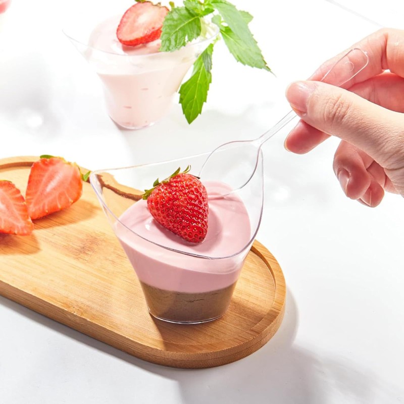 Paquete de 50 Tazas de Postre con Cucharas, Mini Tazas