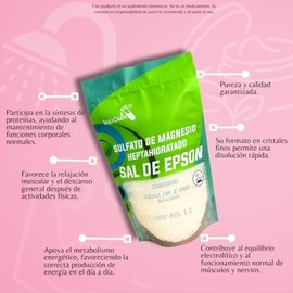Dúo Sulfato de Magnesio Alimenticio 1 kg | Sal de Epsom en Polvo | Suplemento de Uso Diario | IsaaQuim
