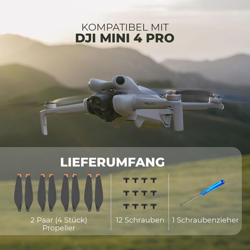 DERAY Propeller for DJI Mini 4 Pro Drone, TPU Rubber