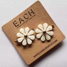 EACH Jewels Hair Clips Barrette Flower  2 Pack Mother of Pearl Color FABFITFUN