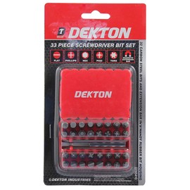 DEKTON DT65410 Screwdriver Bit Set, Black/Red, Set of 33 Piece