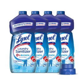Lysol Disinfectant Laundry Sanitizer, Laundry Detergent Additive, Color Safe Bleach Alternative, Laundry Odor Eliminator, Kills Bacteria & Viruses, Crisp Linen Scent, 40 fl oz (pack of 4)