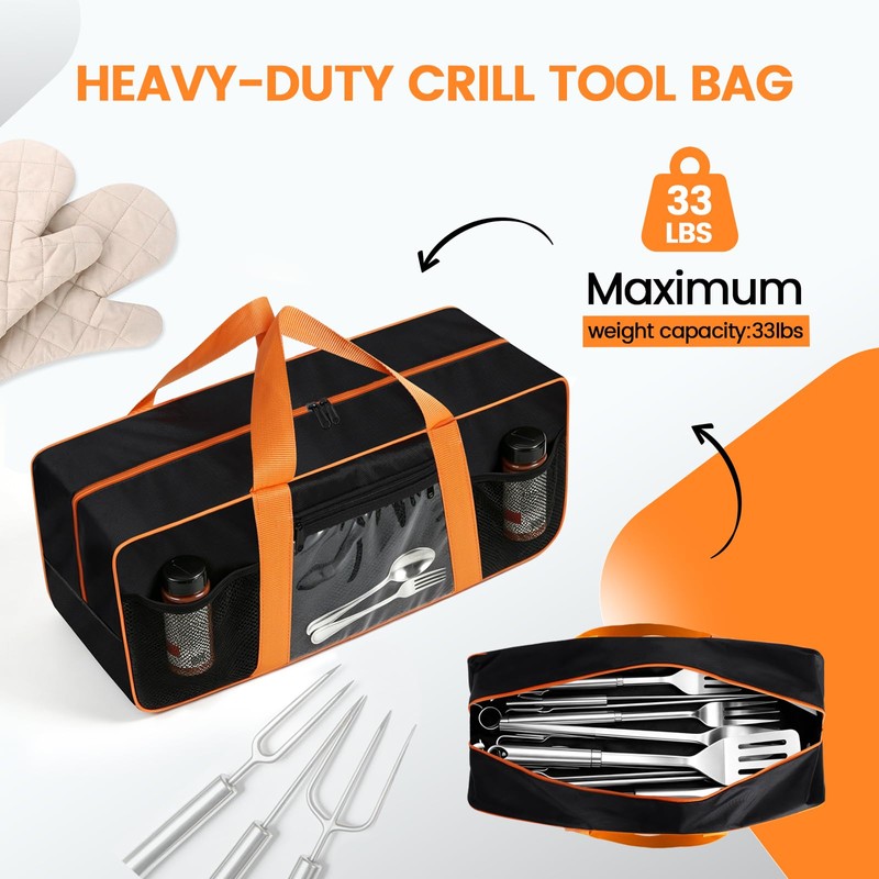 TWAKAP Grill Tool Storage Bag for Outdoor Barbecue, 24 in,
