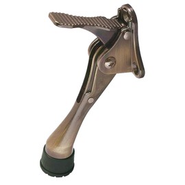 One Touch Kickdown Door Stopper, Door Holder, Heavy Duty Door Stops, Bottom of Door, Height-Adjustable Rubber Tips by HASHI (Antique Bronze 4 inch x 1pack)