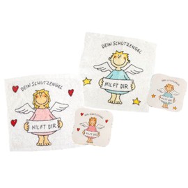 MIK funshopping Set of 4 Magic Hand Towel, Magic Cloth, Magic Towel, Party Bag, Children's Gift Tombola (Set of 4, Your Guardian Angel Helps You)