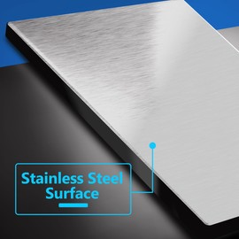 LIDER Blank Screwless Metal-Surface Wall Plate, Temperature and Impact Resistant, 304 Stainless Steel, Modern Decoration Upgrade, Mid-Size 1-Gang 4.88" x 3.11", Stainless Steel