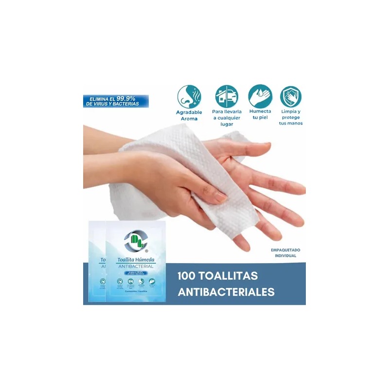 Toallitas Húmedas Antibacteriales Caja con 100 piezas