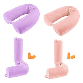 2 Pack Travel Pillow Twist Memory Foam Neck Support Adjustable Pillow for Airplane Train Bus or at Home-Neck Bendable Roll Pillow for Chin, Shoulder Pain Lumbar Rest Leg Support (2 PCS #I)