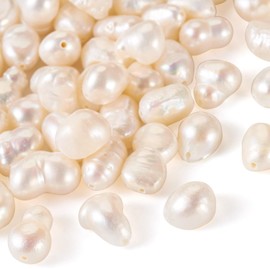 Beadthoven - 50 abalorio de perlas de agua dulce ovaladas cultivadas naturales, con forma de arroz, perlas blancas, espaciadores sueltos para joyas, collares, pulseras, manualidades