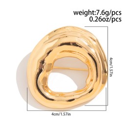 Funky Chunky Gold Hollow Brooches Pins for Women, Statement Silver Round Circle Oval Brooch Pin Irregular Geometric Trendy Party Prom Costume Jewelry (Gold)