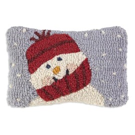 Chandler 4 Corners Artist-Designed Sweet Little Snowman Hand-Hooked Wool Decorative Throw Pillow - Christmas Pillow for Couches & Beds - Low Maintenance Winter Frosty Holiday Home Décor