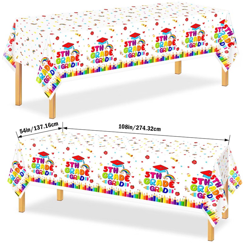 Yavxzvbw 3Pcs 5TH Grade Graduation Tablecloth Class of 2024 Graduation