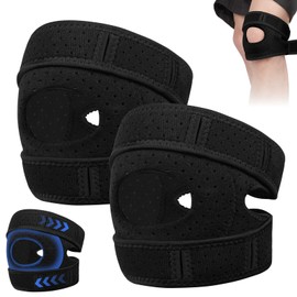 Fefod Knee Support for Men and Women, Pack of 2 Adjustable Patella Knee Brace, Breathable Bandage Knee, Knee Support for Meniscus Tear, Knee Pain, Sports, Arthritis Recovery (Black)