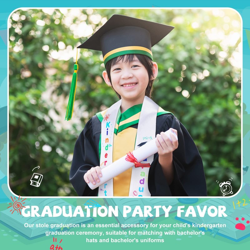 Therwen 24 Pcs Kids Graduation Stole Kindergarten Printed Mexican Graduation