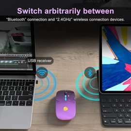 CC Store Kabellose Maus, Bluetooth-Maus mit Typ-C USB-Empfänger 2,4 GHz USB-Empfänger, 7 Farben, Schlanke Wireless-Maus 3 DPI 800/1200/1600 Kompatibel mit PC/Laptop/Windows