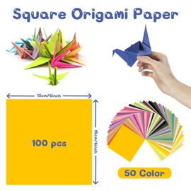 Origami Paper Colored Paper - 100 Sheets 50 Vibrant Color Paper - Double Sided Origami Papers for Crafts - Easy Fold Origami Kit for Kids Adult Beginners Training Arts & Crafts…