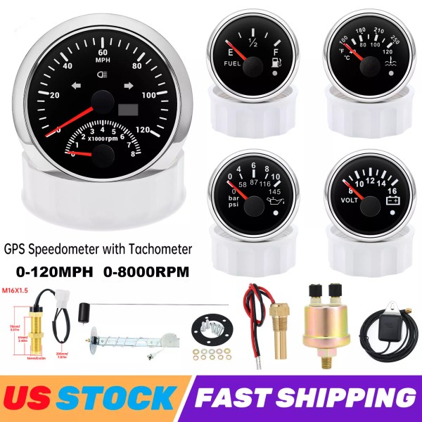 ARTILAURA 5 Gauge Set 85mm GPS Speedometer 120MPH With Tacho