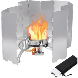 Camping Kitchen Wind Protection Foldable with 12 Plates, Aluminium Wind Protection for Camping Stoves, Gas Stoves, Outdoor Cookers, Picnics, Gas Stoves
