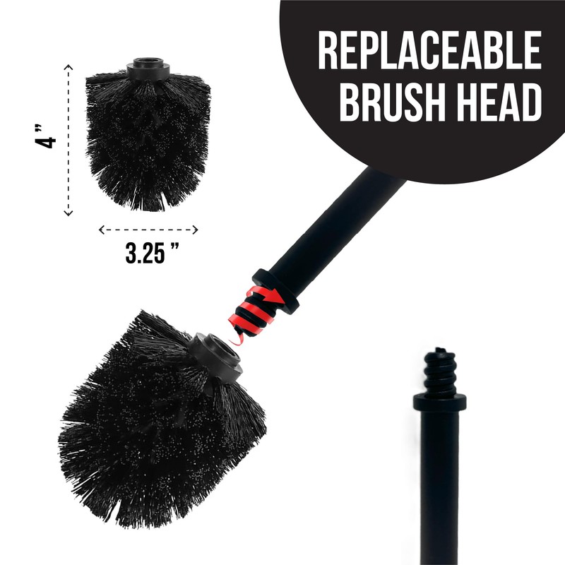 Splash Home Buena Stainless Steel Toilet Brush with Holder, Bowl