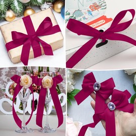 Gift Ribbon Pink, Gift Ribbon, Wedding Gift Ribbon, Silk Ribbon, Gift Ribbon Wide, Satin Ribbons, Ribbon Pink, Woven Ribbon for Sewing, Party Background Decoration, Hot Pink, 20 mm x 22 m, Pack of 1