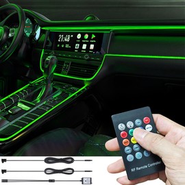 TABEN Car Ambient Light Kit Fibre Optic 8 Colours RF Remote Control DIY RGB Multicoloured Soundactive Music Sync USB Car Interior Atmosphere Lighting 3 m Fibre Optic