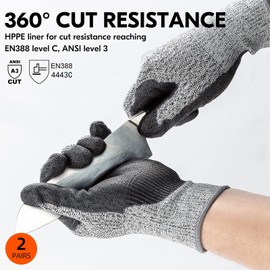 Vgo... 1-Pair ANSI A3 Cut Resistant Gloves EN388 Level 5 Certified Hand Protection Gloves (Size S, Grey, SK2131)