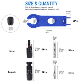GLARKS 2PCS Blue Solar Panel Assembly and Disassembly Tool and 5 Pair Male/Female Solar Panel Cable Connectors Set for Roof Mounted Solar Panel Motohome RV Camper