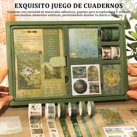 AEVIORA Kit Estético de Álbumes de Recortes, Juego de Suministros para Álbumes de Recortes 128 Pcs, Kit de Álbum De Recortes Vintage, con Pegatinas Decorativos, Regalo para Amigas y Niñas