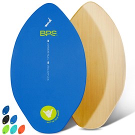 BPS 'Shaka' 40 Inch No Wax Needed Skim Board - Epoxy Coated Wood Skimboard with EVA Pads - Skim Board for Beginner to Advanced (Blue)
