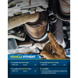 PHILTOP Rear Catalytic Converter Direct-Fit Compatible With 2009-2012 Escape 2.5L Limited/XLS/XLT, 2009-2011 Tribute i, 2009-2011 Mariner Base/Premier 2.5L Replace 16499 (EPA Compliant)