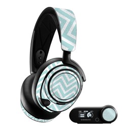 MightySkins Glossy Glitter Skin Compatible with SteelSeries Arctis Nova Pro - Aqua Chevron | Protective, Durable High-Gloss Glitter Finish | Easy to Apply, Remove, and Change Styles | Made in The USA