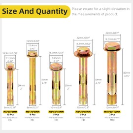 Mardatt 28 Stück M6 M8 M10 Ankerschrauben, verzinkter Kohlenstoffstahl Molly Bolt Heavy Duty Expansion Schrauben Stecker Kit