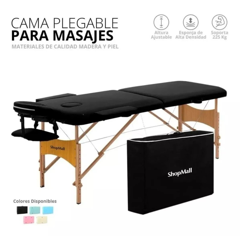 ShopMall Camilla portátil spa de madera color negro ShopMall Cama