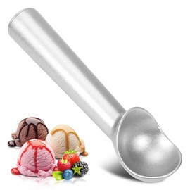 Ice Cream Scoop,7 inches Nonstick Anti-Freeze One Piece Aluminum Scooper Spoon, Heavy Duty Durable Design, Easy Clean, for Gelato, Cookie Dough, Sorbet, Almond. (Silver) ice Cream Spoons