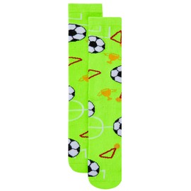 Toddler Soccer Socks Toddler Knee High Boys Football Baseball Kids Athletic Tube Socks Printed Neon Green Soccer 1-3T