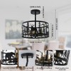 Sloped Rustic Semi Flush Mount Ceiling Light Fixture,3-Light Round E26