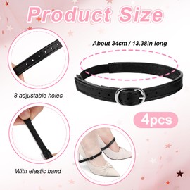 XIHIRCD 2 Pairs Shoe Straps, Adjustable PU Leather Shoes Belt Band Anti-Loose Shoelace Replacement Detachable Ankle Straps Extender Buckles Accessories for Women Girls Holding Loose High Heels Shoes