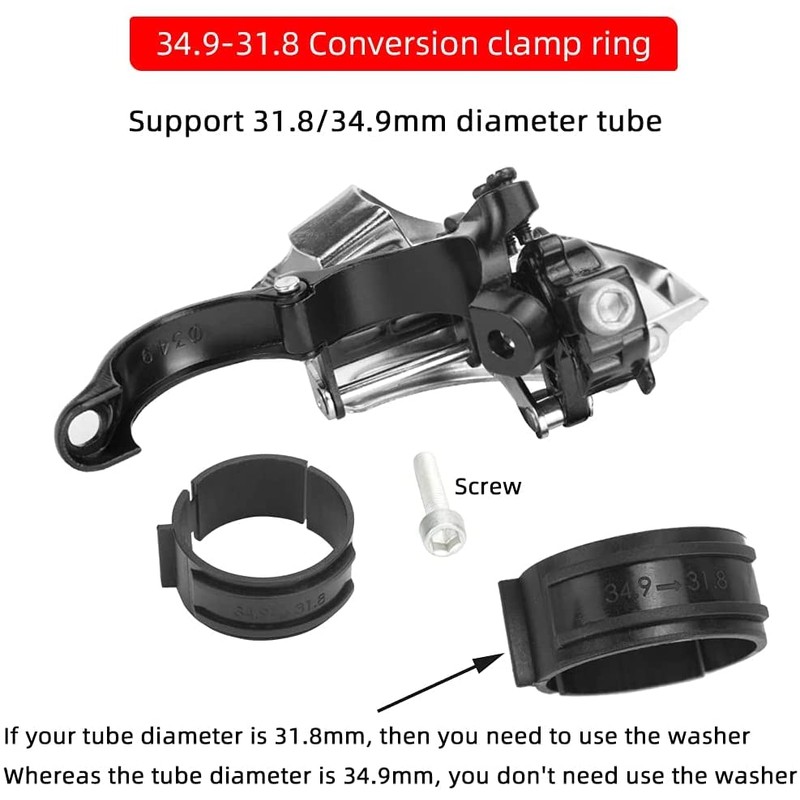 CYSKY Bicycle Front Derailleur 3 Compartments, Fits 31.8/34.9 mm Tube