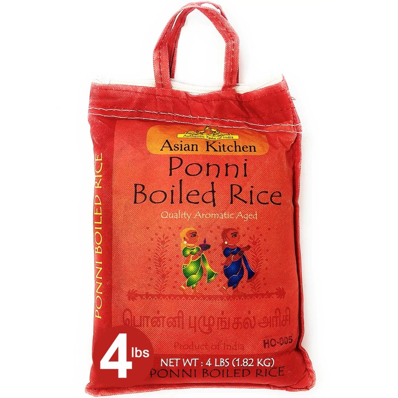 Asian Kitchen Ponni Boiled Rice 4-Pound Bag, 4lbs (1.81kg)