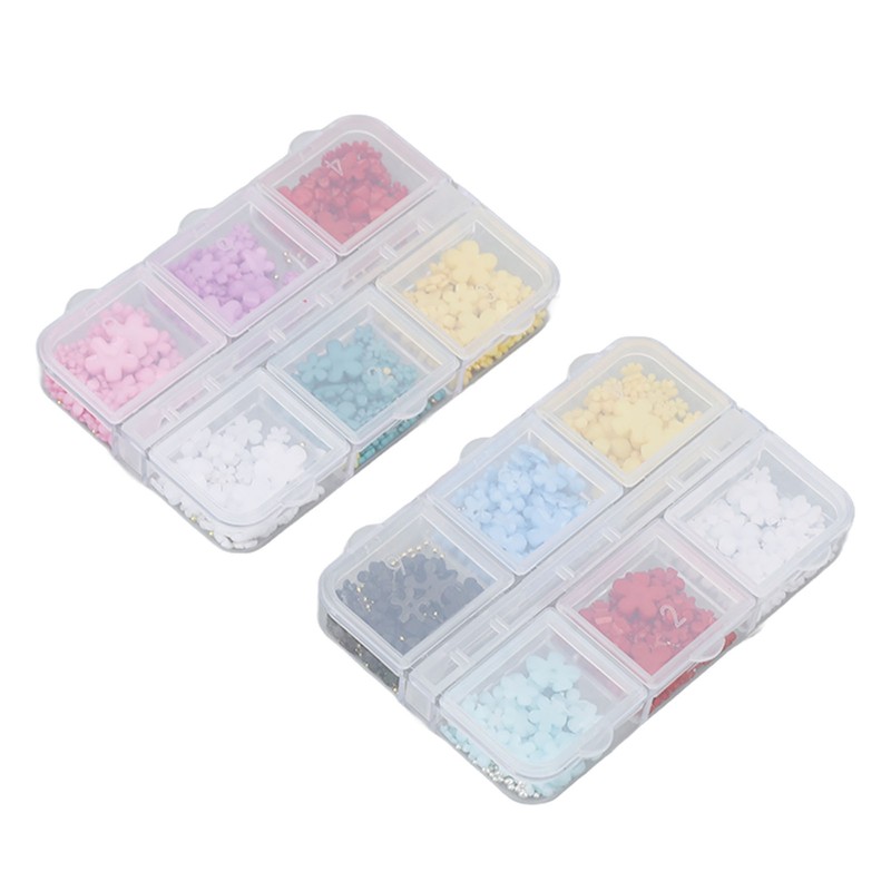 2 Boxes 12 Grids 3D Flower Nail Charms Resin DIY