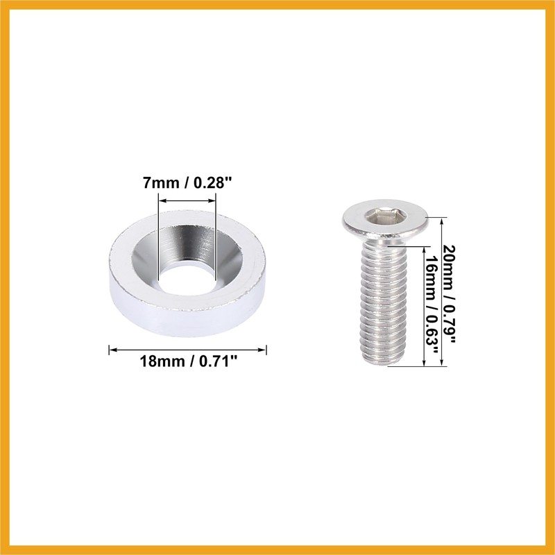 Partuto 30pcs Car Bumper Washer Bolts M6x1.0 Aluminum Alloy Silver