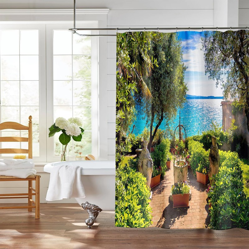 MEMOFYND 1 x 3D Shower Curtain with 12 x Plastic