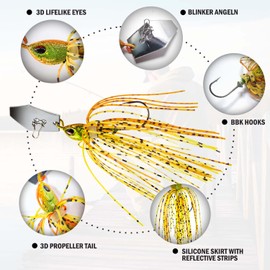 TABKSOLA ChatterBait, pre-installed spinner bait, bass bait set with metal plates, suitable for bass, pike, catfish and other predatory fish baits.