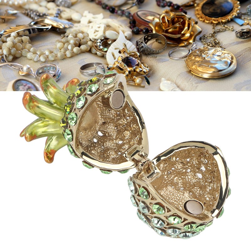 Trinket Boxes Vintage Exquisite Handcraft Rhinestones Trinket Boxes Hinged Jewelry
